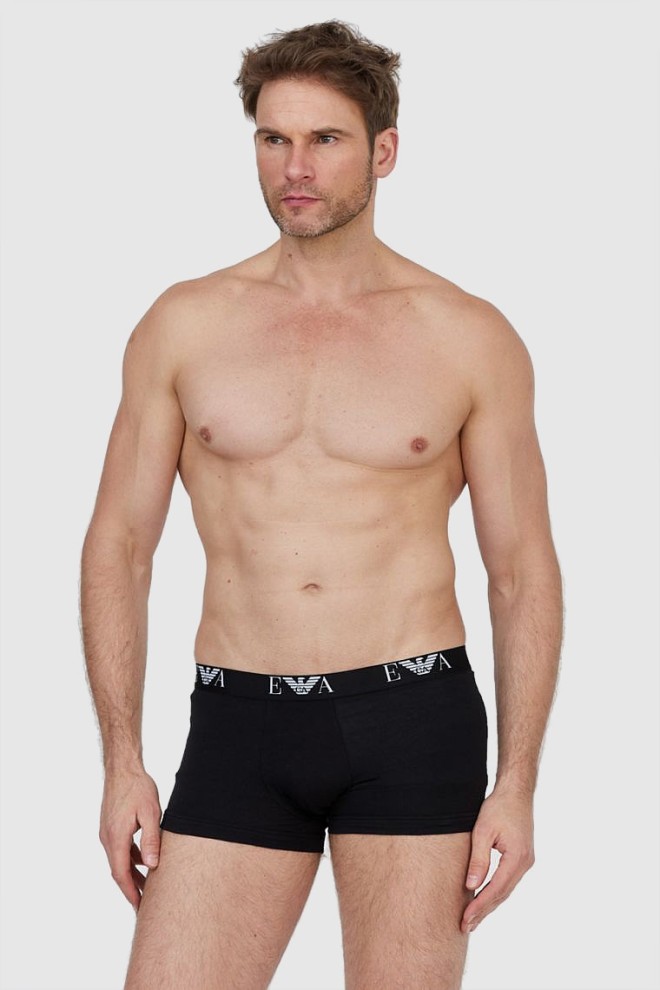 EMPORIO ARMANI Black boxer shorts with white logo 3 packs