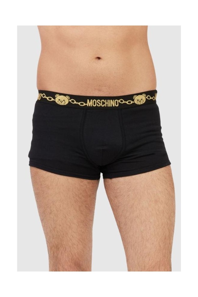 MOSCHINO Boxer negru pentru bărbați cu logo sclipitor