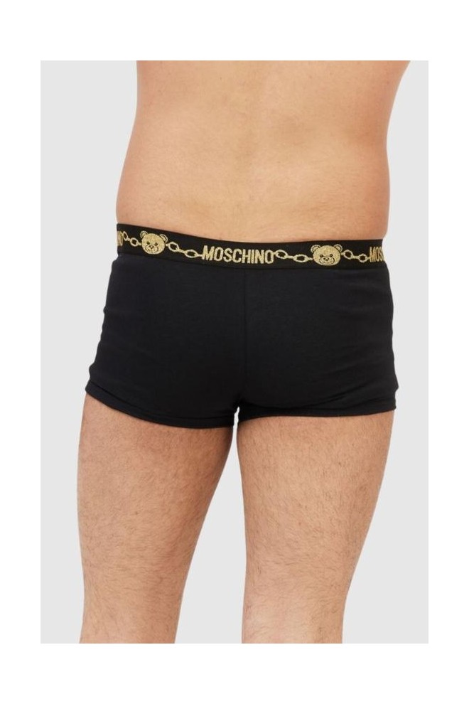 MOSCHINO Black men's boxer shorts with glitter logo