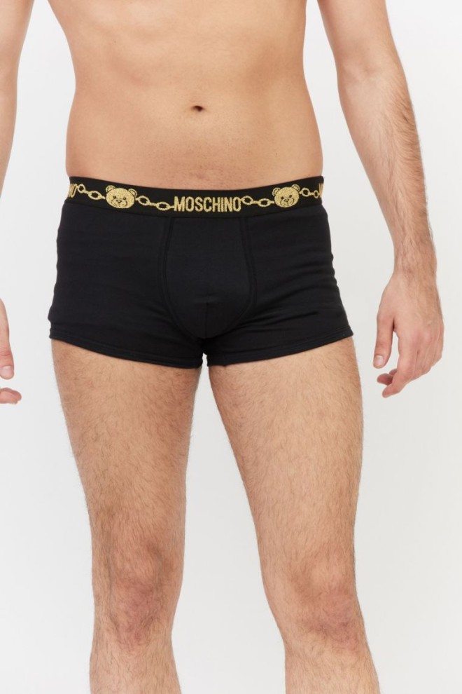 MOSCHINO Black men's boxer shorts with glitter logo