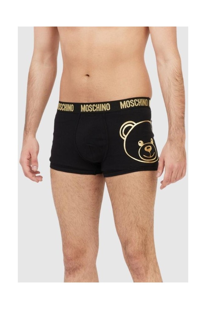 MOSCHINO Black men's boxer shorts with gold teddy bear