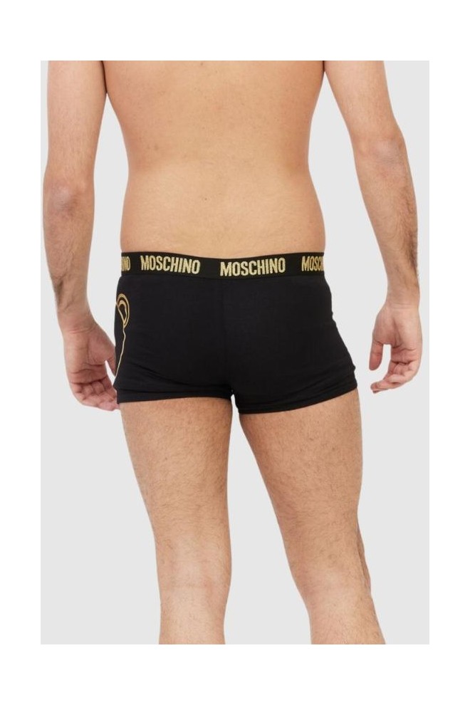 MOSCHINO Black men's boxer shorts with gold teddy bear