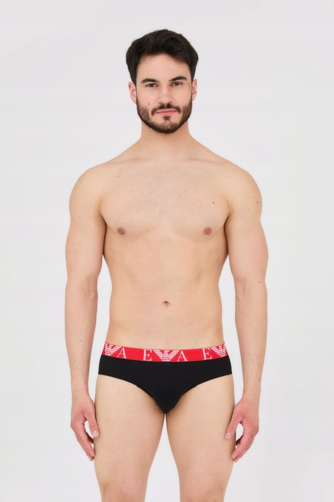 EMPORIO ARMANI Black, white, red briefs