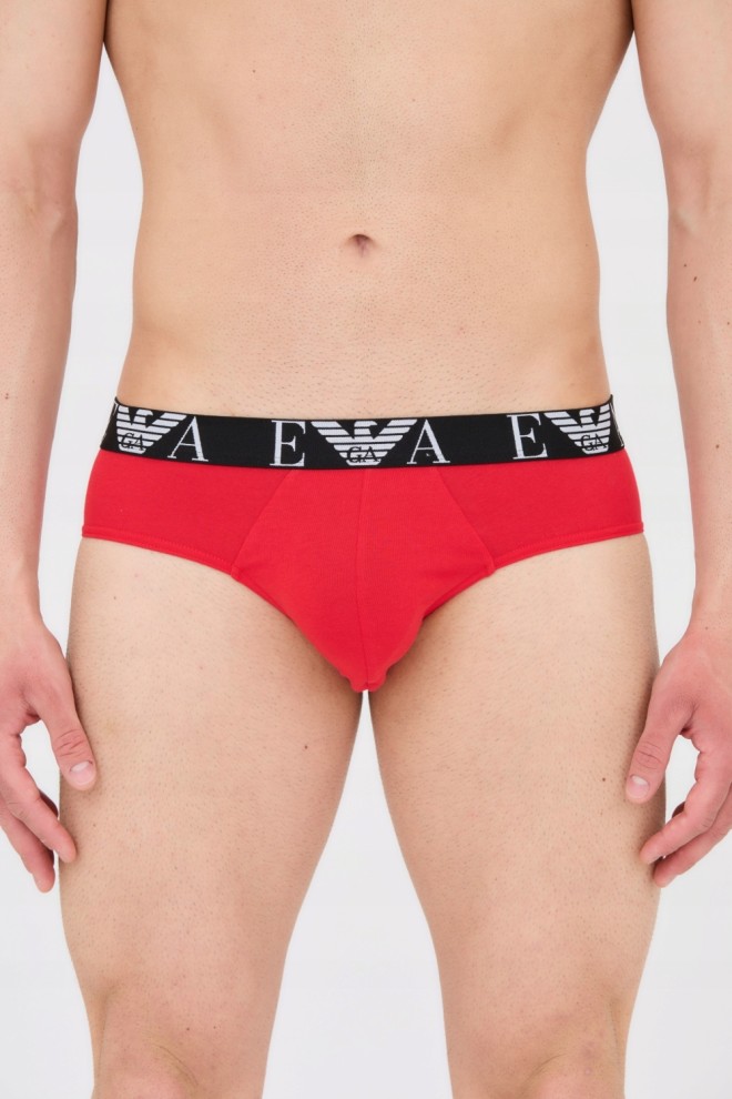 EMPORIO ARMANI Black, white, red briefs