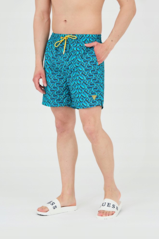 Pantaloni scurți de baie GUESS albastru și albastru marin pentru bărbați