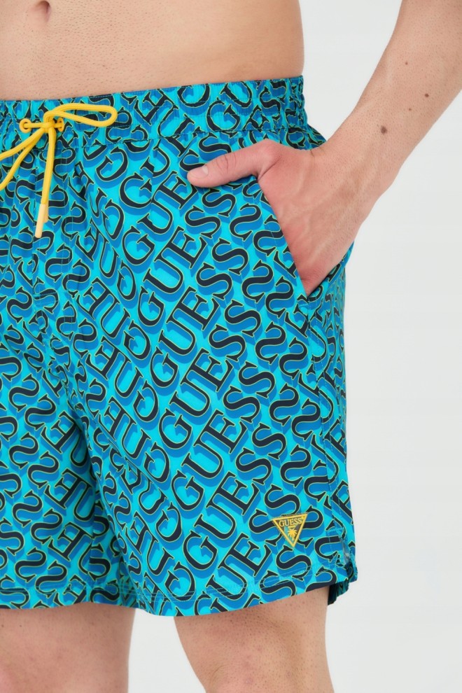 Pantaloni scurți de baie GUESS albastru și albastru marin pentru bărbați