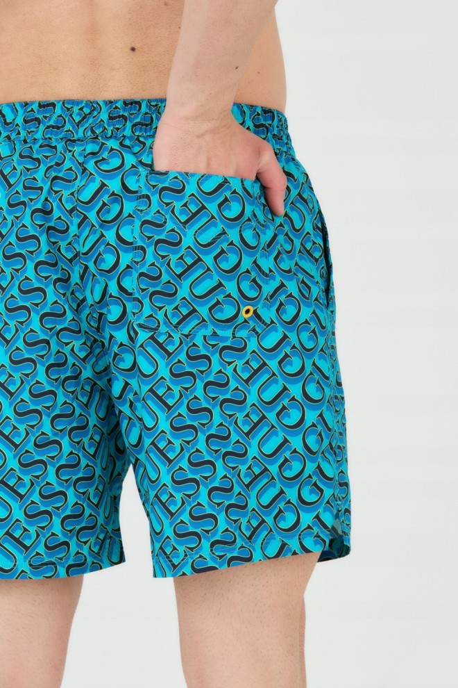 Pantaloni scurți de baie GUESS albastru și albastru marin pentru bărbați
