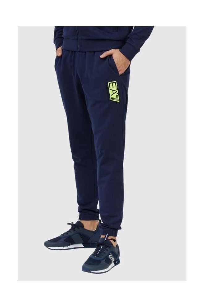 EA7 Navy blue men's pants with interchangeable logos