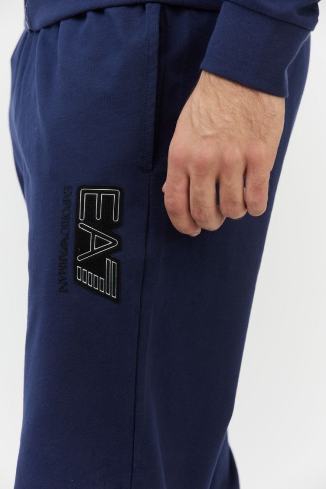 EA7 Navy blue men's pants with interchangeable logos