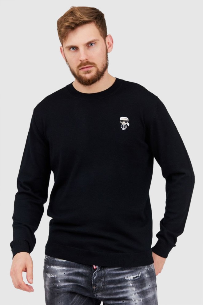 KARL LAGERFELD Black men's merino wool sweater