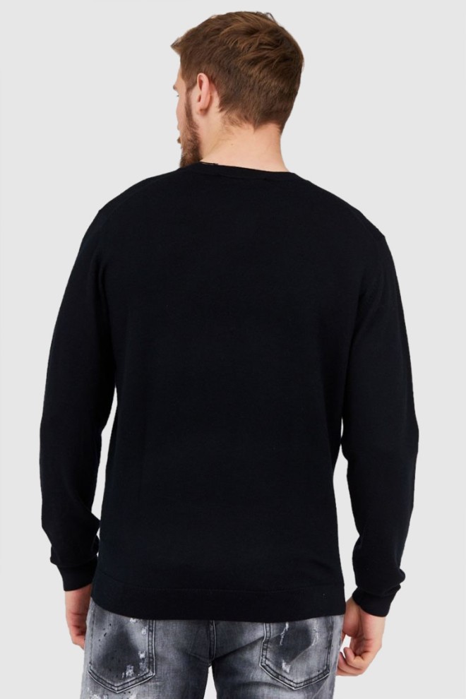 KARL LAGERFELD Czarny sweter męski z wełny merino