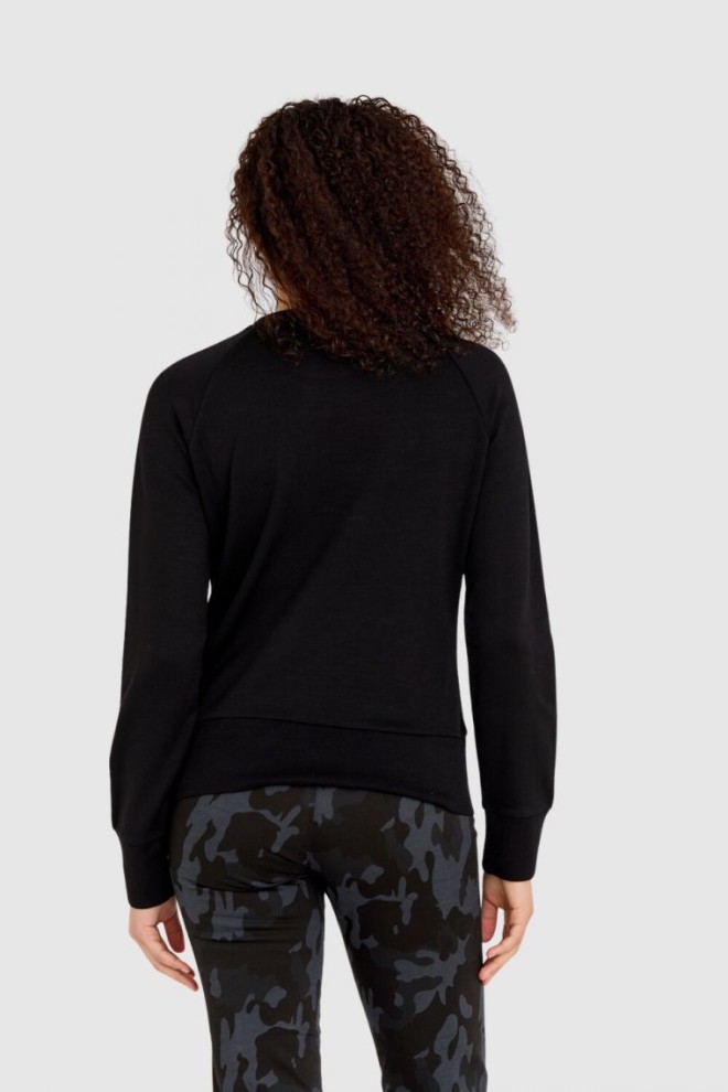 AERONAUTICA MILITARE Hanorac negru pentru femei cu logo mare brodat