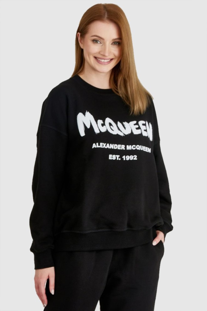 ALEXANDER MCQUEEN Hanorac negru cu logo pentru femei