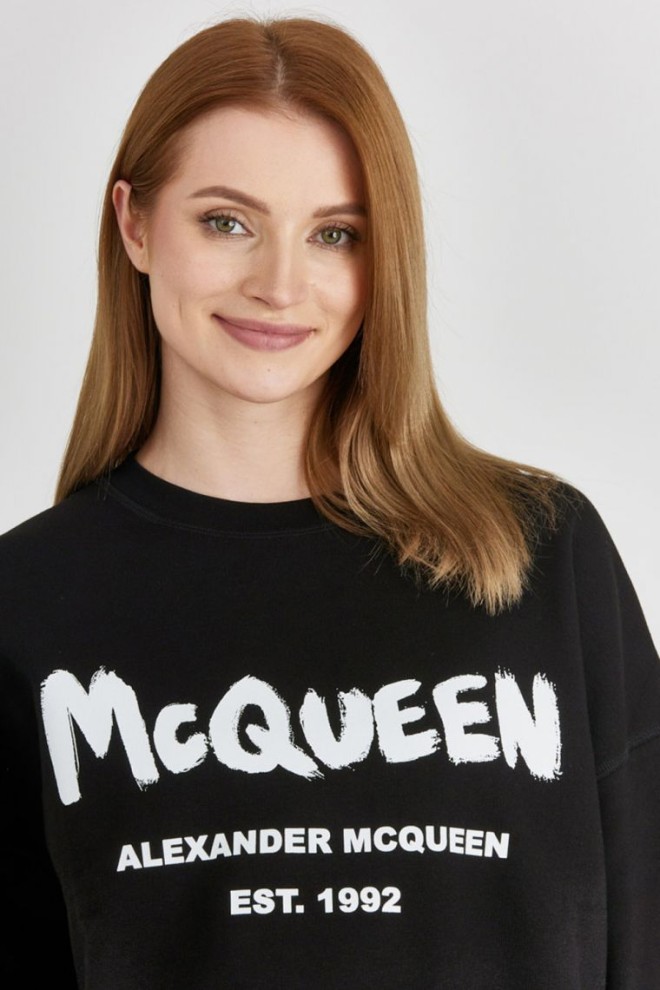 ALEXANDER MCQUEEN Hanorac negru cu logo pentru femei
