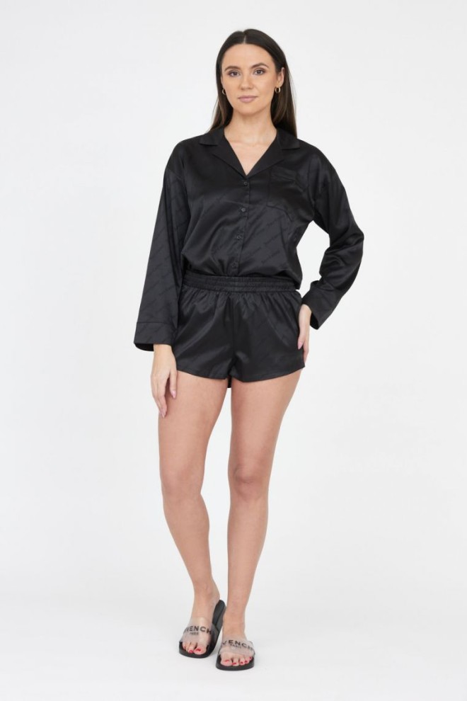 JUICY COUTURE Black satin logo pajama shorts