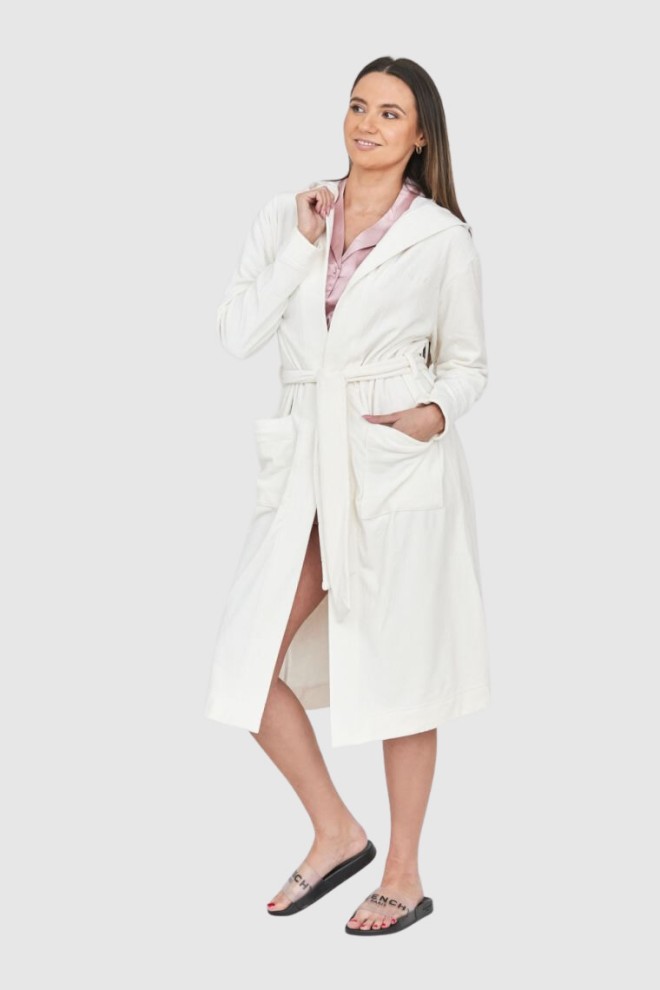 Halat de baie din catifea cu logo și glugă pentru femei JUICY COUTURE 