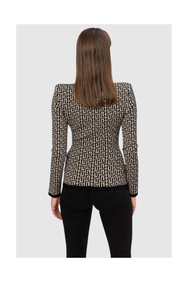 BALMAIN Black monogrammed blouse