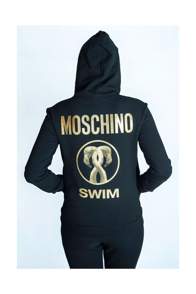 MOSCHINO SWIM Women's black hooded sweatshirt