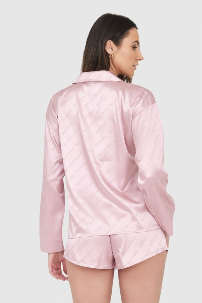 JUICY COUTURE Pink satin logo pajama shirt