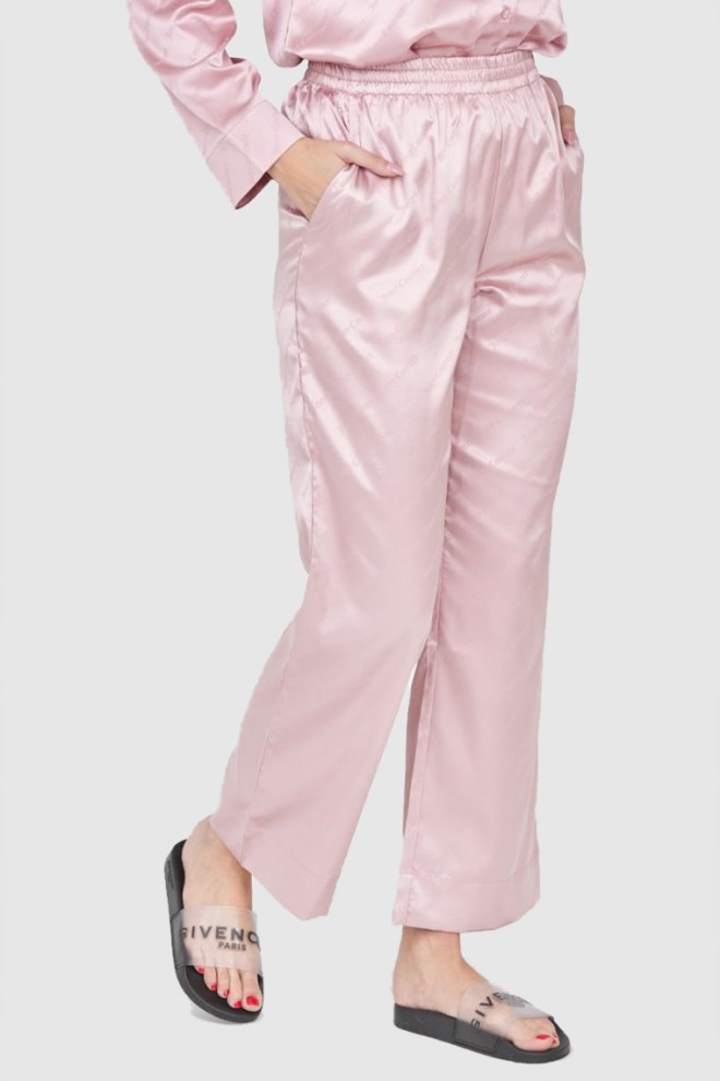 JUICY COUTURE Pantaloni de pijama din satin roz pentru femei cu logo