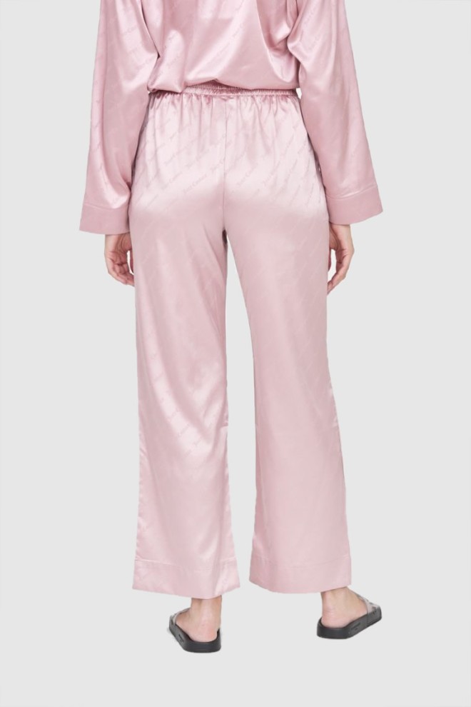 JUICY COUTURE Pantaloni de pijama din satin roz pentru femei cu logo