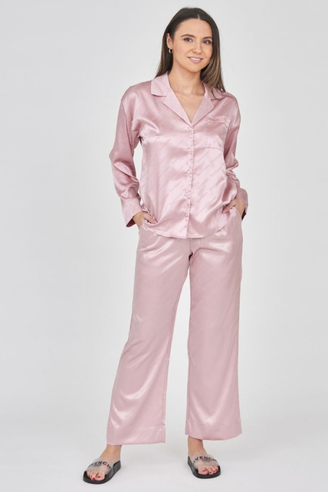 JUICY COUTURE Pantaloni de pijama din satin roz pentru femei cu logo