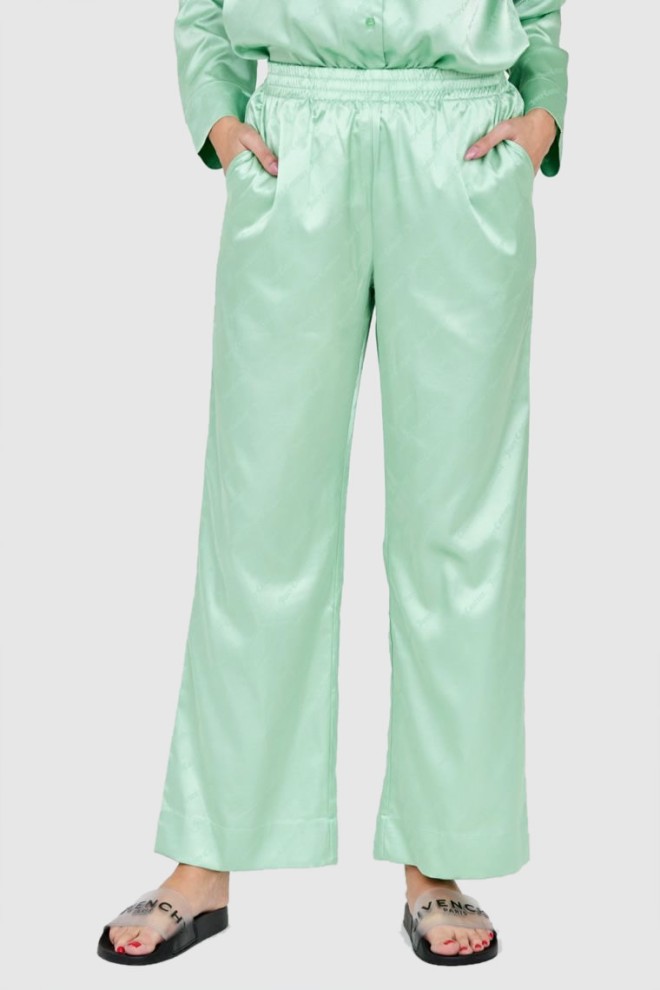 JUICY COUTURE Green satin pajama pants in logo