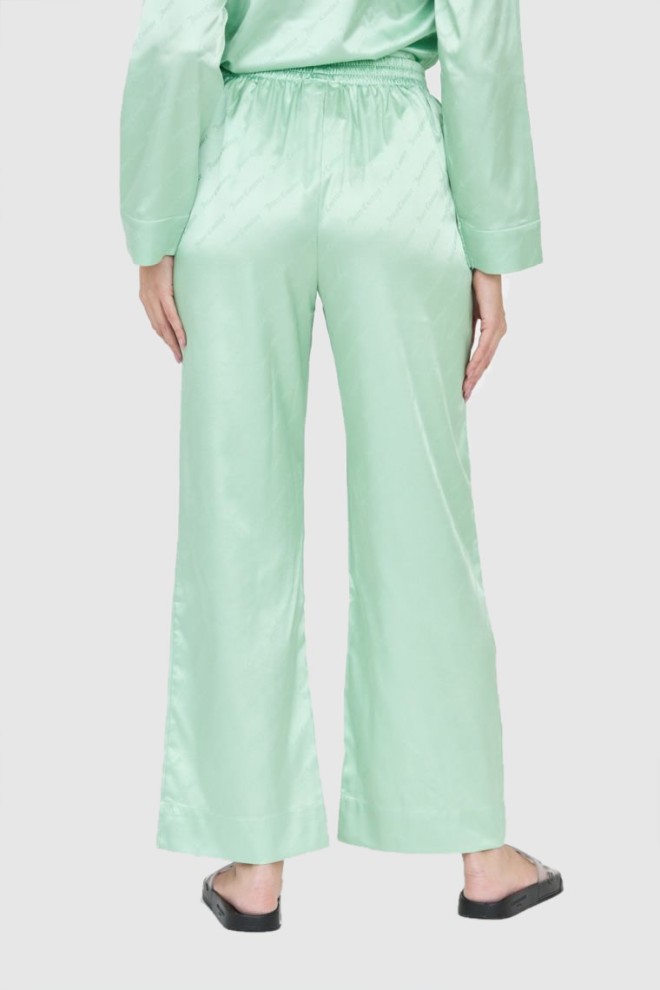 JUICY COUTURE Pantaloni de pijama din satin verde cu logo pentru femei
