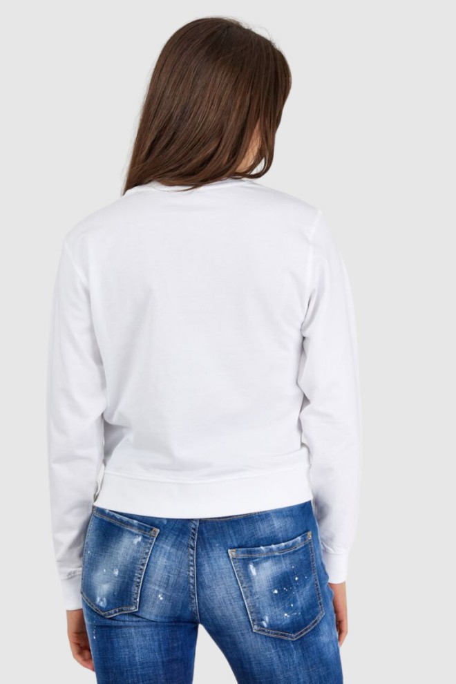 GUESS Hanorac alb pentru femei cu litera g împodobit cu petale