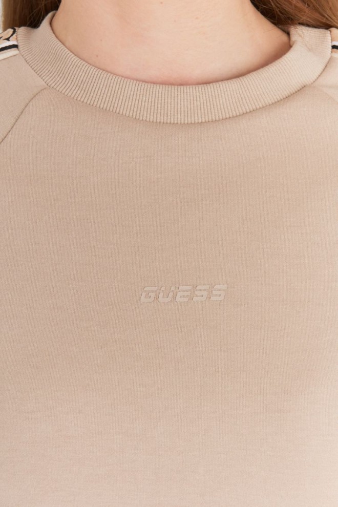 GUESS Beżowa bluza damska z lampasami w logo