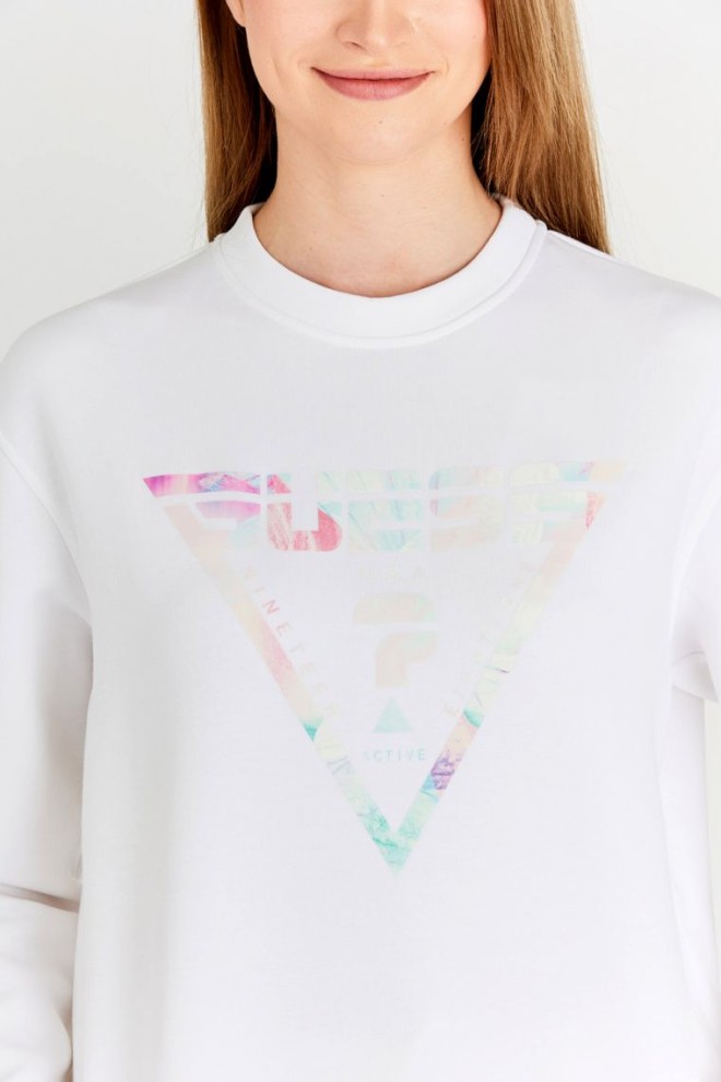 GUESS Hanorac alb pentru femei cu logo reflectorizant