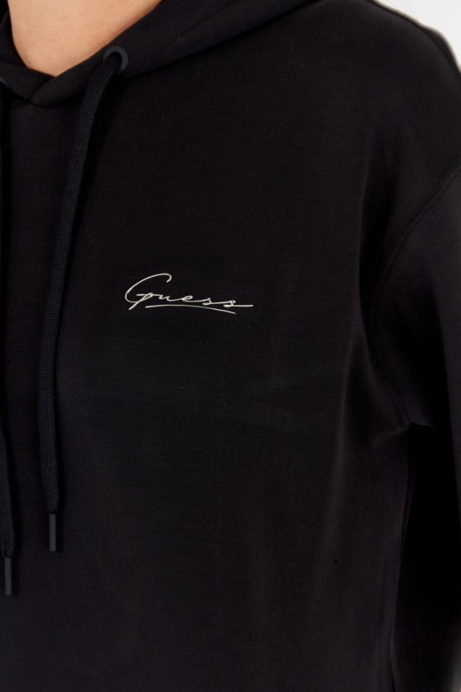 GUESS Black women's sweatshirt with silver logo and hoodie