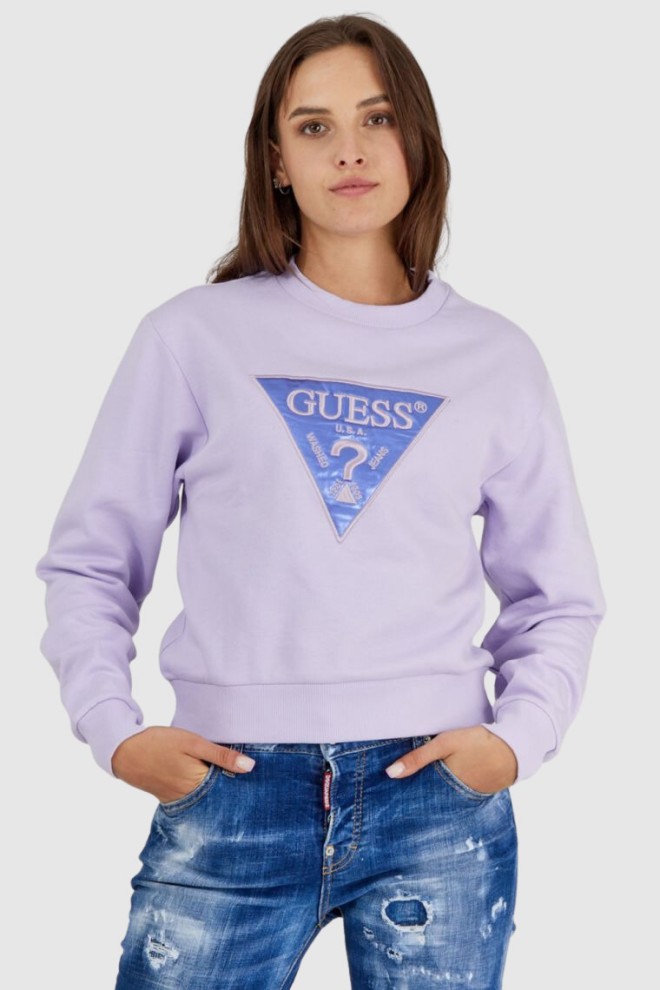 Фіолетовий жіночий світшот GUESS з вишитим логотипом