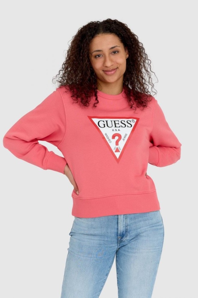 Жіночий світшот GUESS Рожевий світшот з великим логотипом звичайного крою