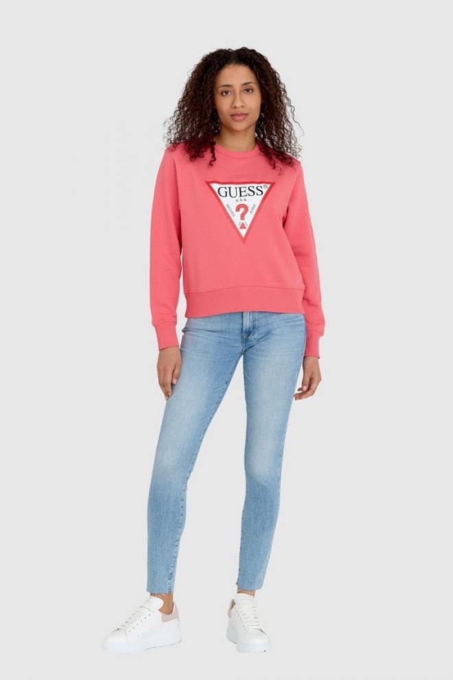 GUESS Pink women's sweatshirt with large logo regular fit