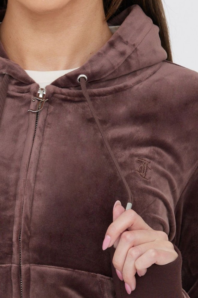 Hanorac cu fermoar din catifea maro pentru femei JUICY COUTURE 