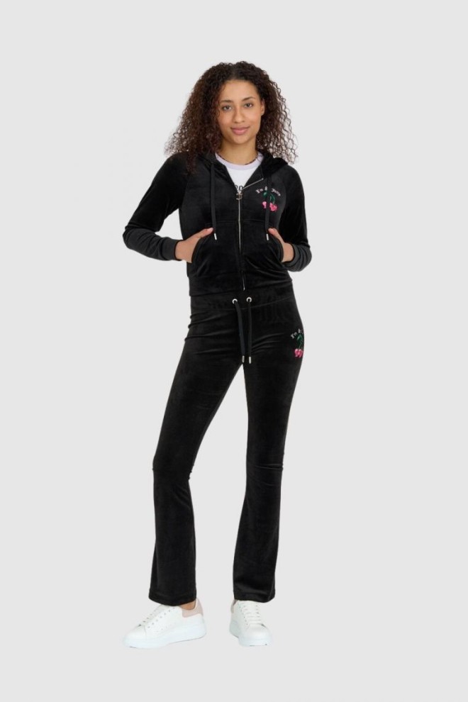 JUICY COUTURE Black velour sweatshirt with embroidered cherries