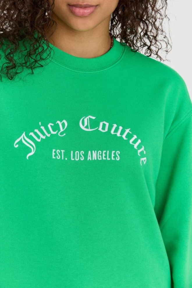 JUICY COUTURE Зелений жіночий світшот з переробленого саржу з вишитим логотипом