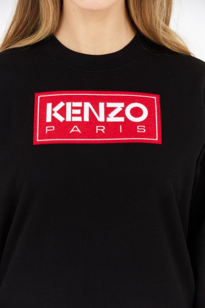 KENZO Hanorac negru pentru femei cu logo aplicat