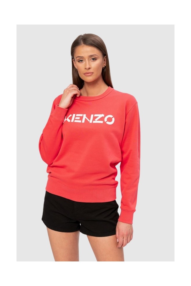 KENZO Women's coral sweatshirt with white logo