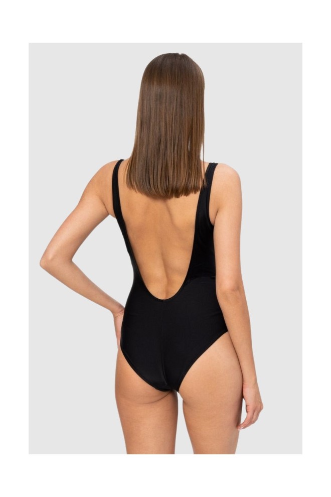MOSCHINO Costum de baie o piesă negru pentru femei cu logo alb