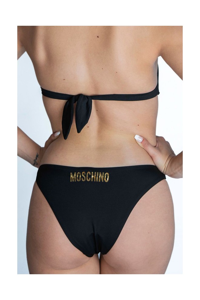 Fund de bikini MOSCHINO SWIM cu logo metalic auriu