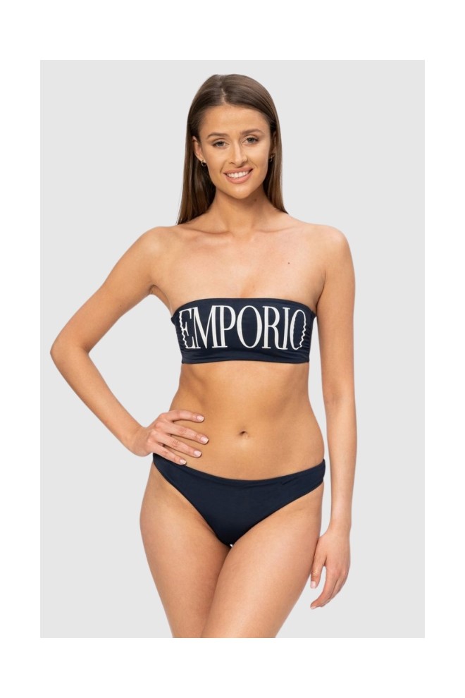 EMPORIO ARMANI Bikini albastru marin cu logo alb