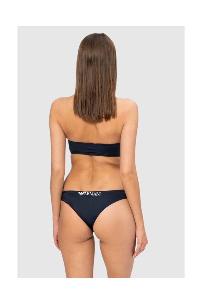 EMPORIO ARMANI Bikini albastru marin cu logo alb