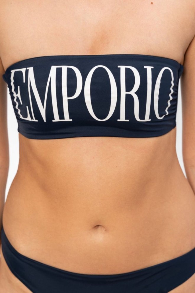 EMPORIO ARMANI Bikini albastru marin cu logo alb