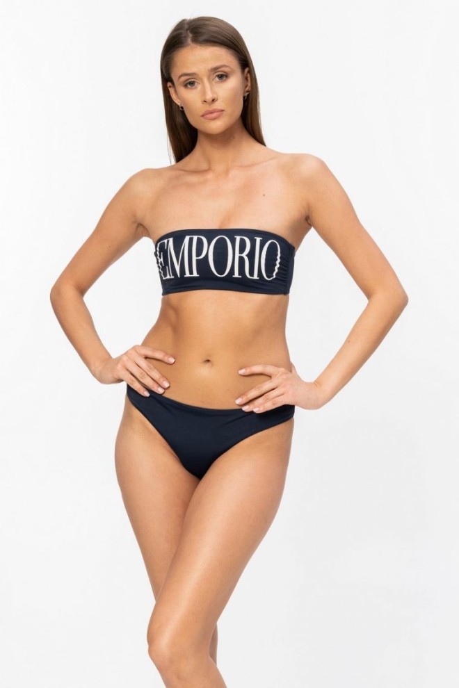 EMPORIO ARMANI Bikini albastru marin cu logo alb