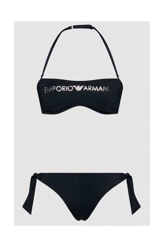 EMPORIO ARMANI Tiered bikini with silver logo