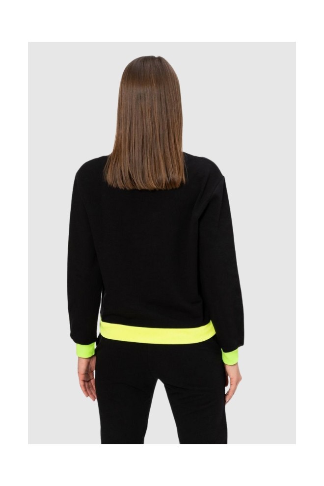 MOSCHINO Black sweatshirt with neon logo