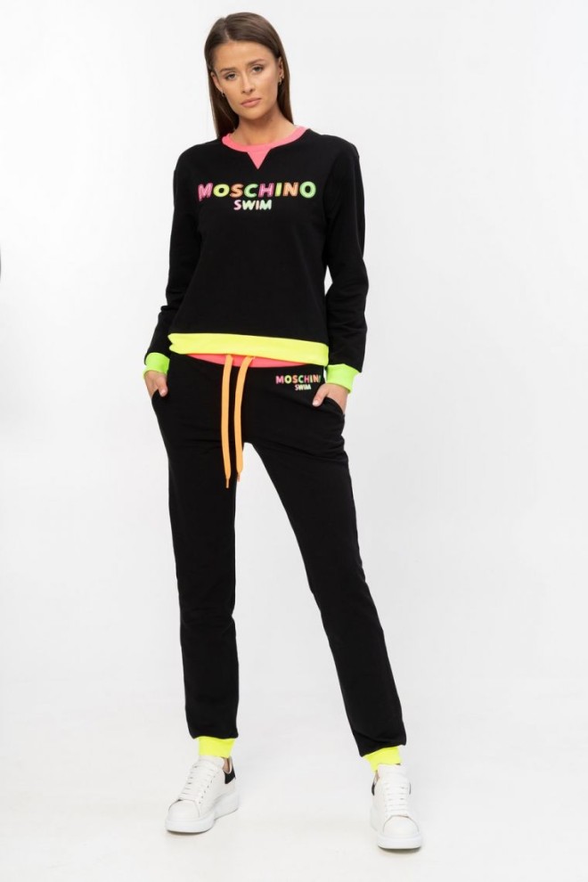 MOSCHINO Hanorac negru pentru femei cu logo neon