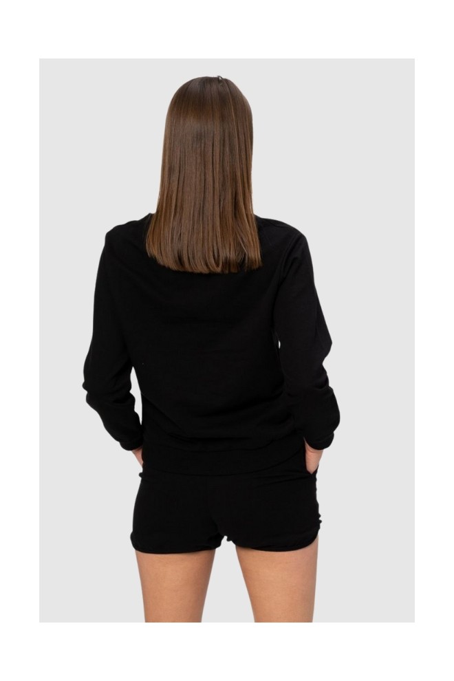 MOSCHINO Hanorac negru pentru femei cu logo auriu